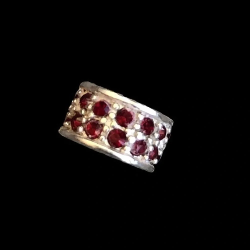 Silver 925 stamped charm for Pandora bracelet with red and white crystals